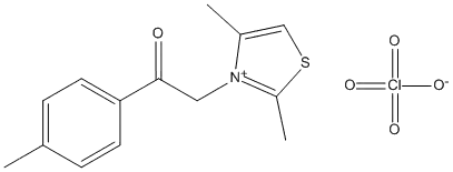 Molecular Structure of 89262-16-8 (Thiazolium, 2,4-dimethyl-3-[2-(4-methylphenyl)-2-oxoethyl]-, perchlorate)